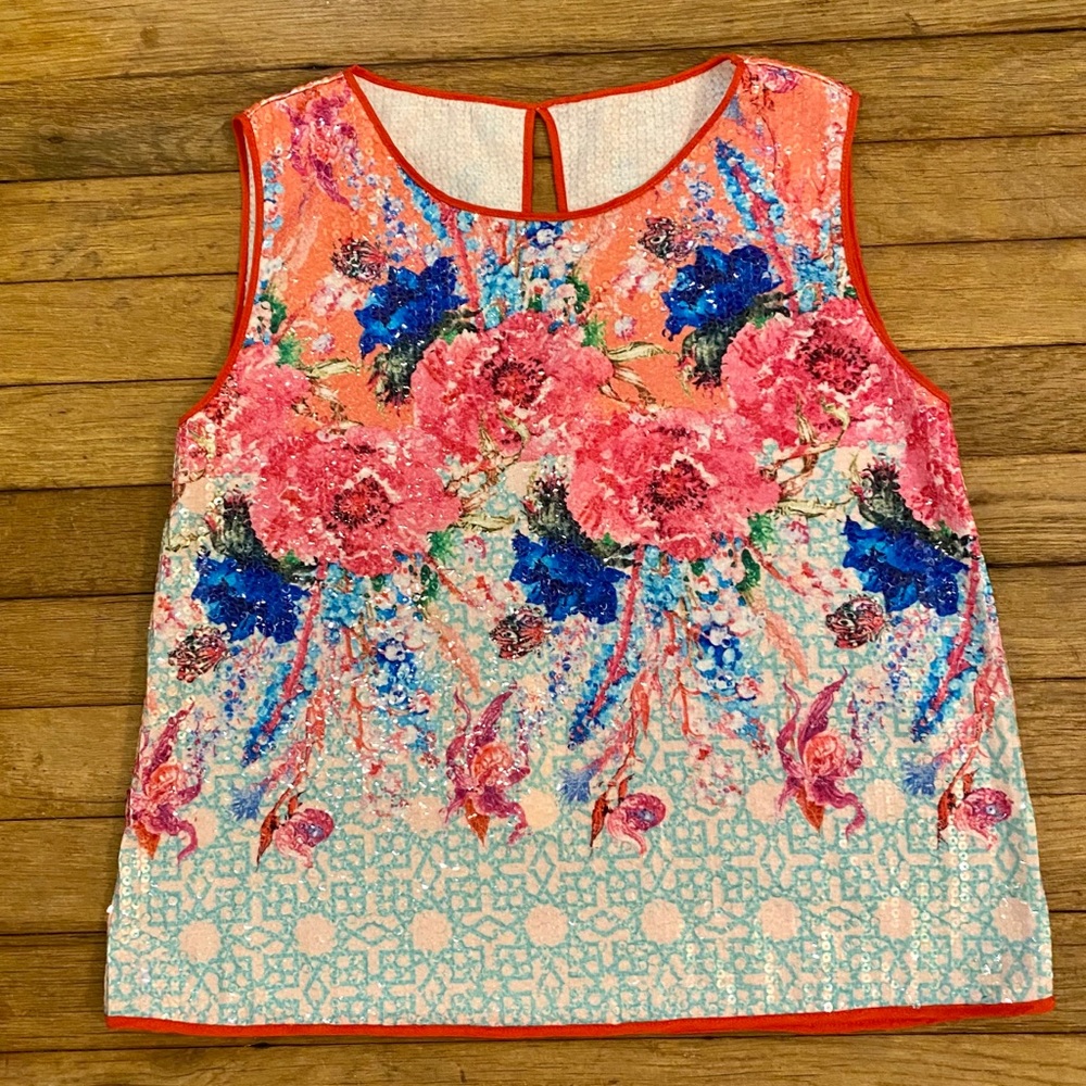 DREAM DAILY (Nordstrom) Sequin Floral Top NWT! - Picture 3 of 9